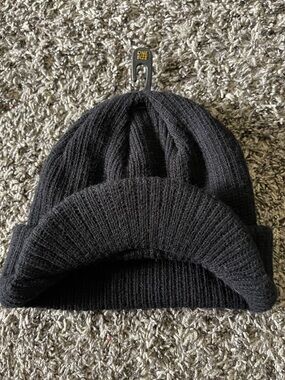 Kids Black Ribbed Knit Beanie Hat - One Size 4-7 yrs
